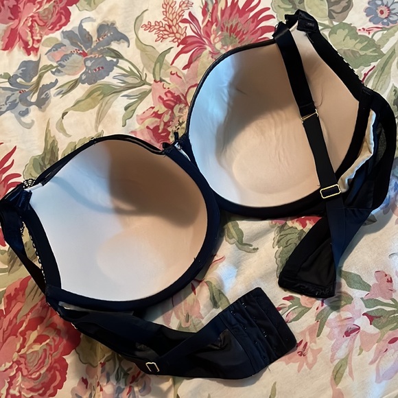 CACIQUE Size 42DDD Black Lace Nude Illusion Pad Bra PushUp Underwire SEXY $58NEW - Picture 7 of 12